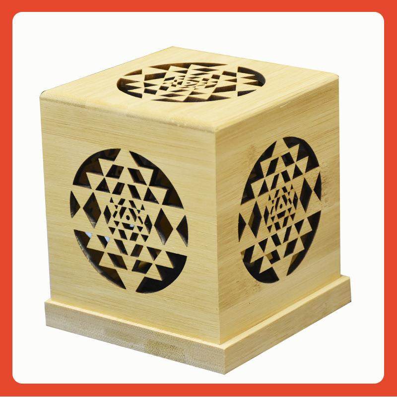 ∈白鼠尾草香熏炉几何图案竹子木质塔香炉水晶炉香盒燃烧器净化,家居饰品,灭烛剪,淘宝优惠券,粉丝福利购,淘宝优惠卷