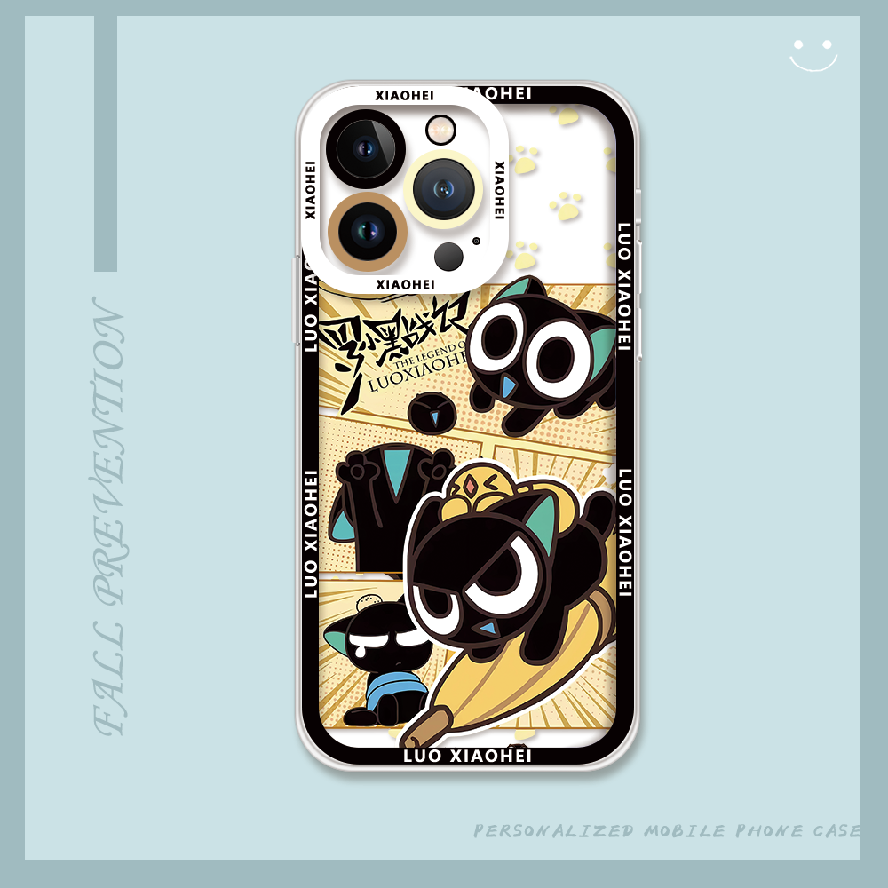 苹果iPhone卡通手机壳透明磨砂硅胶保护套可爱动漫风拼贴罗小黑适用华为Mate80OPPOR17Pro小米17ProMax荣耀90