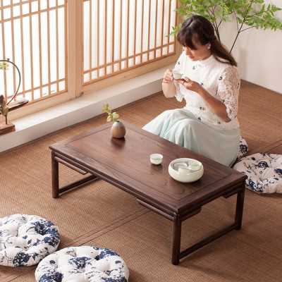 榆木榻榻米茶几禅意实木矮桌炕几阳台茶桌组合飘窗小桌子日式炕桌