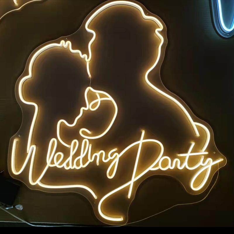 婚礼发光logo情侣头像人像剪影双喜霓虹灯牌定制婚庆布置背景装饰