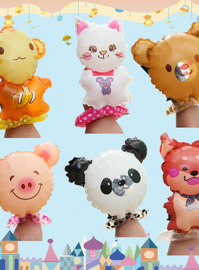 国庆卡通动物儿童发箍手腕气球手环佩奇line熊兔鸭地推活动气球