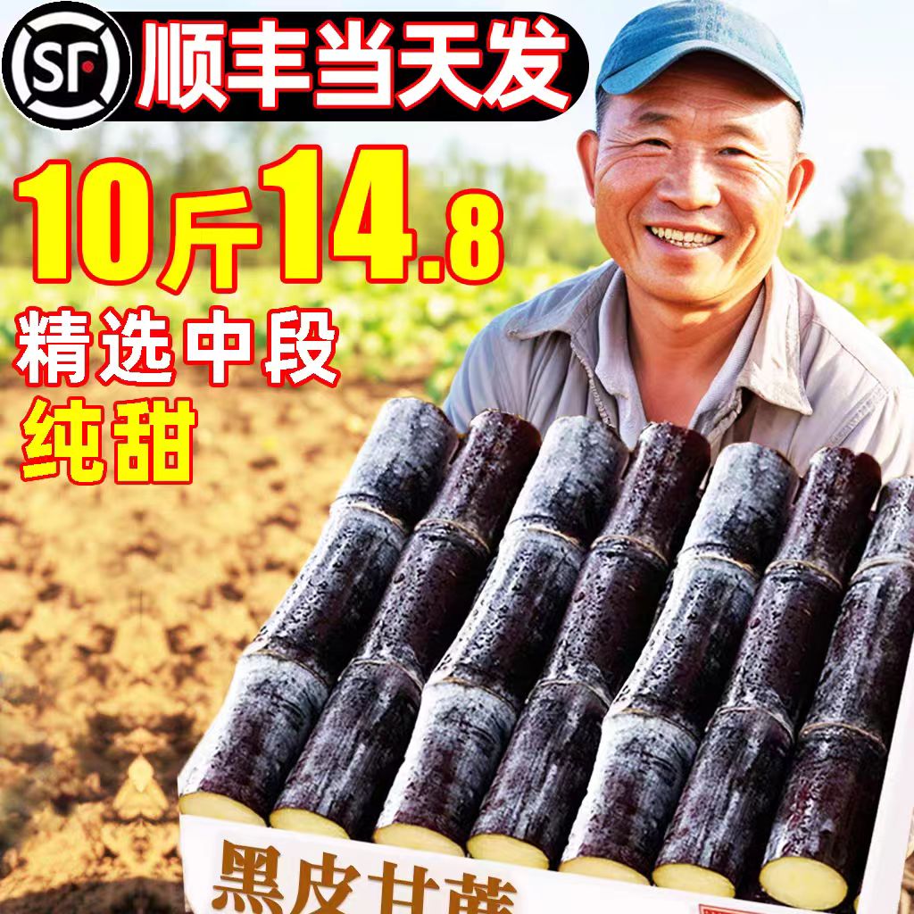 广西正宗农家黑皮甘蔗新鲜脆甜杆