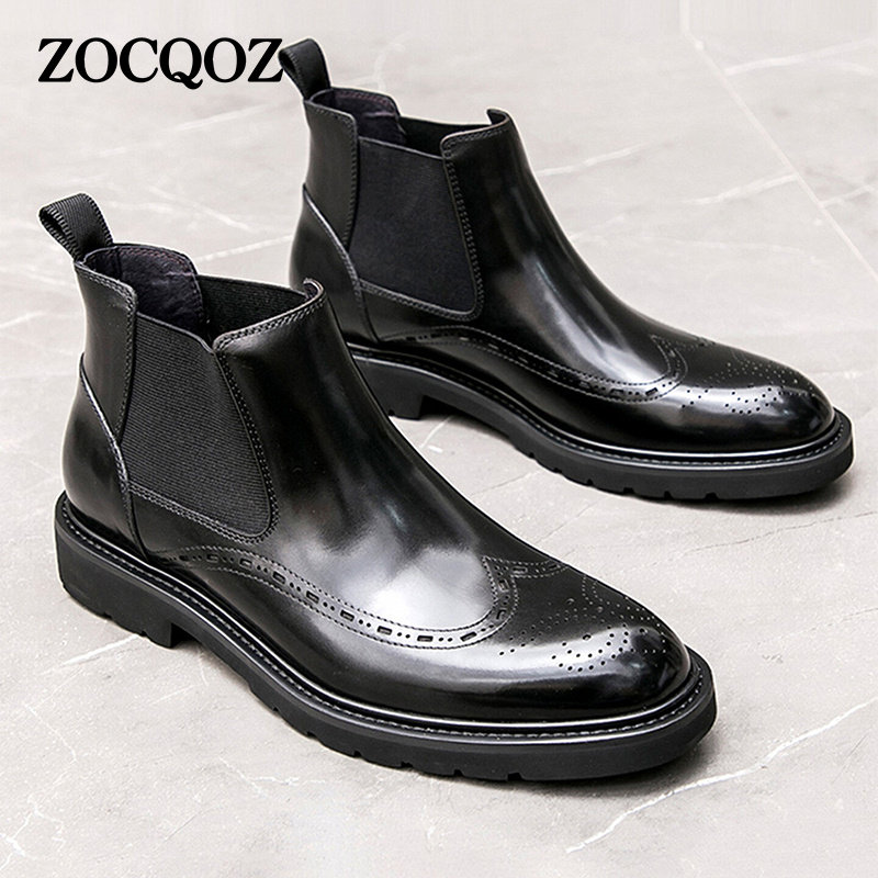 ZOCQOZ布洛克切尔西靴男士马丁靴