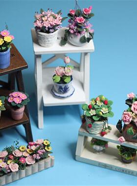 12分zakka杂货迷你软陶花植物盆景向日葵玫瑰手工DIY仿真盆栽微缩