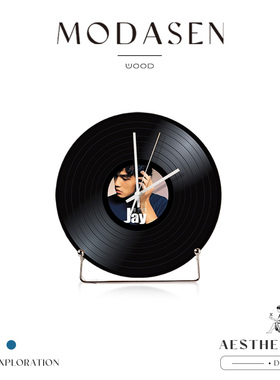 MODASEN丨周董 DEFW复古创意周杰伦黑胶唱片座钟摆件家居桌面摆钟