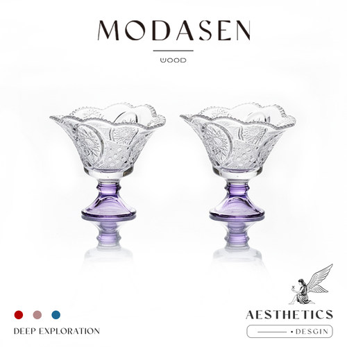 MODASEN精致浮雕玻璃雪糕甜品杯