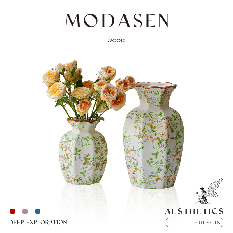 MODASEN复古青花瓷陶瓷花瓶摆件