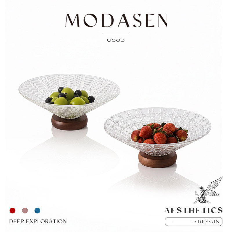 MODASEN丨叶纹 BXHU高颜值玻璃矮脚水果盘客厅茶几零食坚果摆盘,家居饰品,果盘/果篓,淘宝优惠券,粉丝福利购,淘宝优惠卷