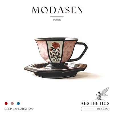 MODASEN牡丹八角陶瓷咖啡杯碟