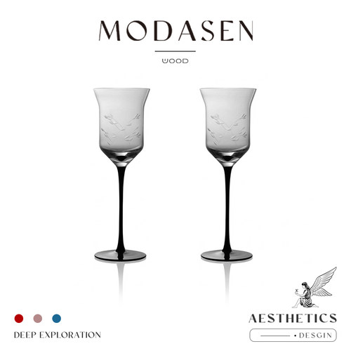 MODASEN高档刻花玻璃高脚杯酒具