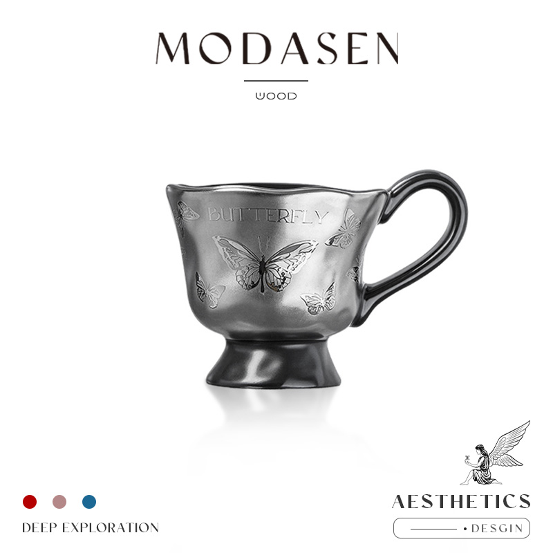 MODASEN创意银色陶瓷高脚杯