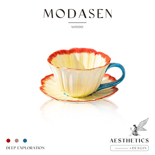 MODASEN高颜值花边陶瓷咖啡杯碟