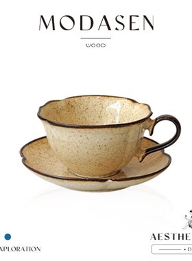 MODASEN丨古韵 COPD中古手绘陶瓷咖啡杯碟家用水杯子下午茶拉花杯