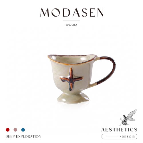 MODASEN北欧高脚陶瓷马克杯水杯