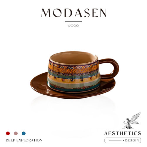 MODASEN中古藏族风陶瓷咖啡杯碟