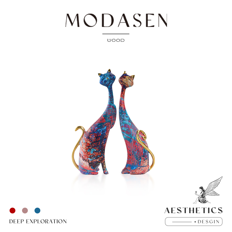 MODASEN丨漫猫 DSOF欧式创意油画情侣猫咪摆件家居客厅动物装饰品图片