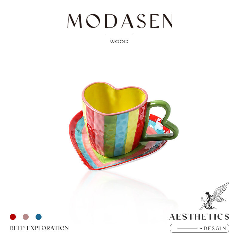 MODASEN立体爱心陶瓷咖啡杯碟