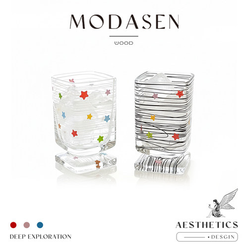 MODASEN创意方形玻璃水杯果汁杯