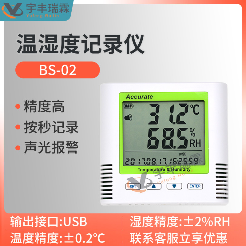 自动温湿度记录仪高精度仓库车间温湿度监测仪实验室工业温湿度计
