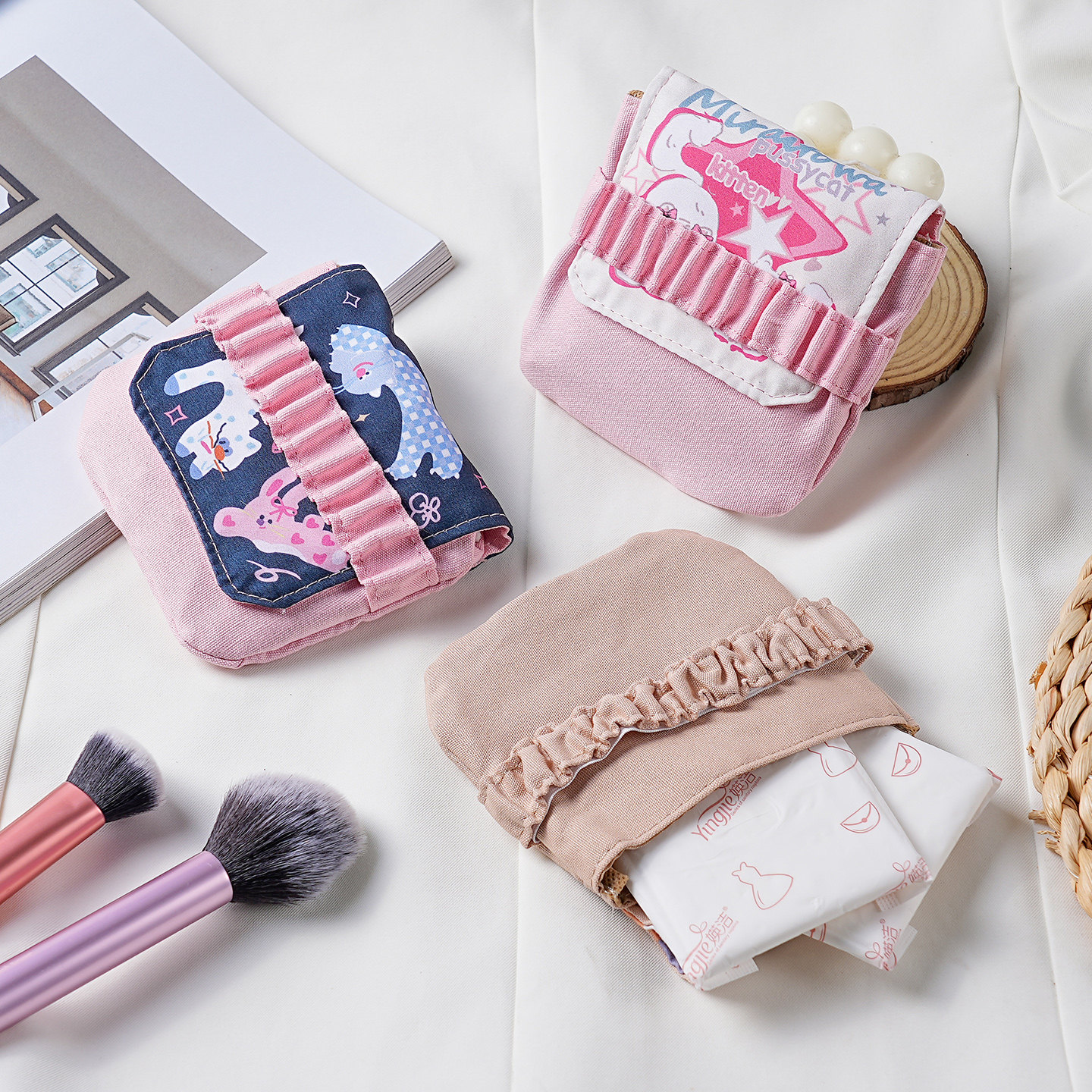 可爱姨妈巾收纳包装放卫生巾的便携包小型学生月事包卫生棉收纳袋