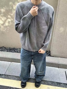 新时代OG 25FW 双股48支圆领拉链毛衣外套慵懒氛围感针织开衫内搭