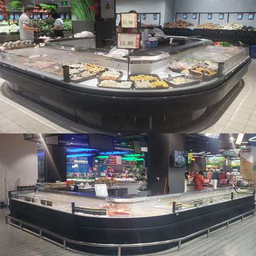 风冷生鲜保鲜柜商场转角鲜肉类冷藏柜超市冷鲜肉柜豆制牛羊肉展区