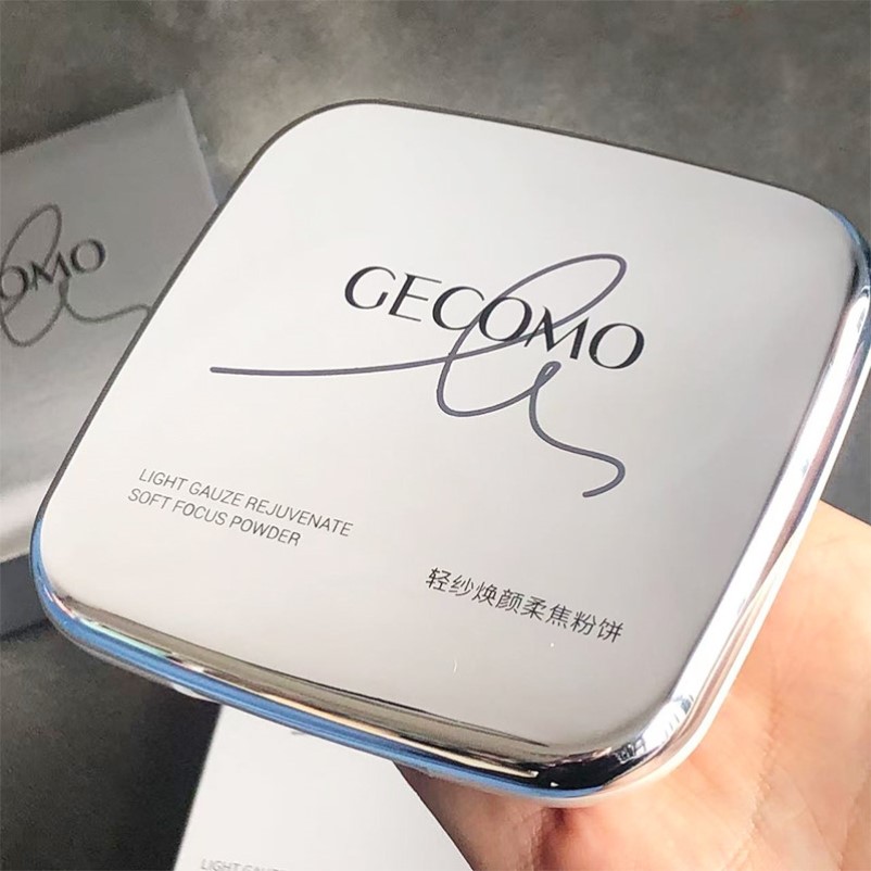 GECOMO格蒙轻纱焕颜柔焦粉饼20g定妆控油提亮紫色乾粉饼清透持久