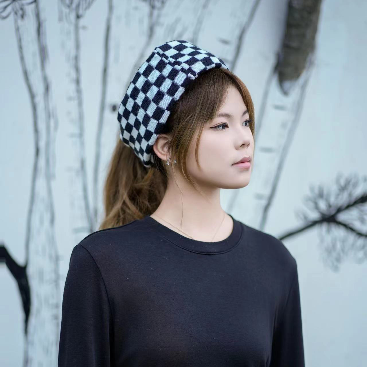 秋冬季爆款女面罩韩国格子挂耳百变保暖防寒百搭加厚防风新款脖套