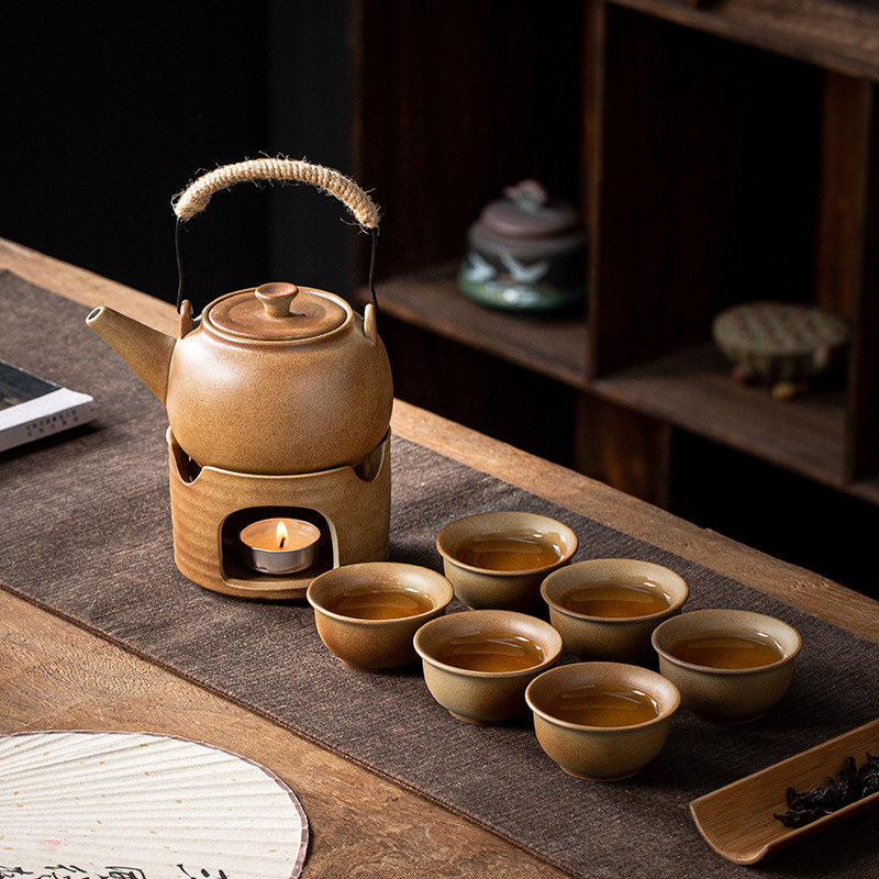复古柴烧手作提梁壶茶具套装家用户外围炉煮茶壶温茶炉礼盒礼品