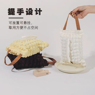 家用桌面创意纸巾袋收纳盒汽车用内抽纸盒装 车载纸巾盒挂式 饰