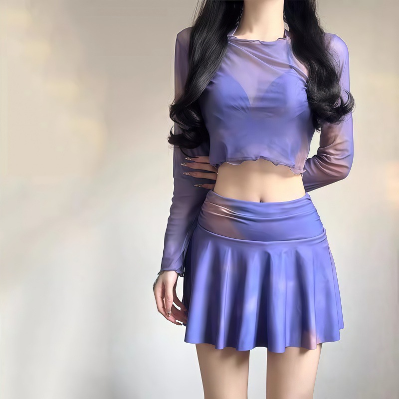 泳衣女2025新款爆款裙式分体三件套遮肉显瘦度假高级感温泉游泳装