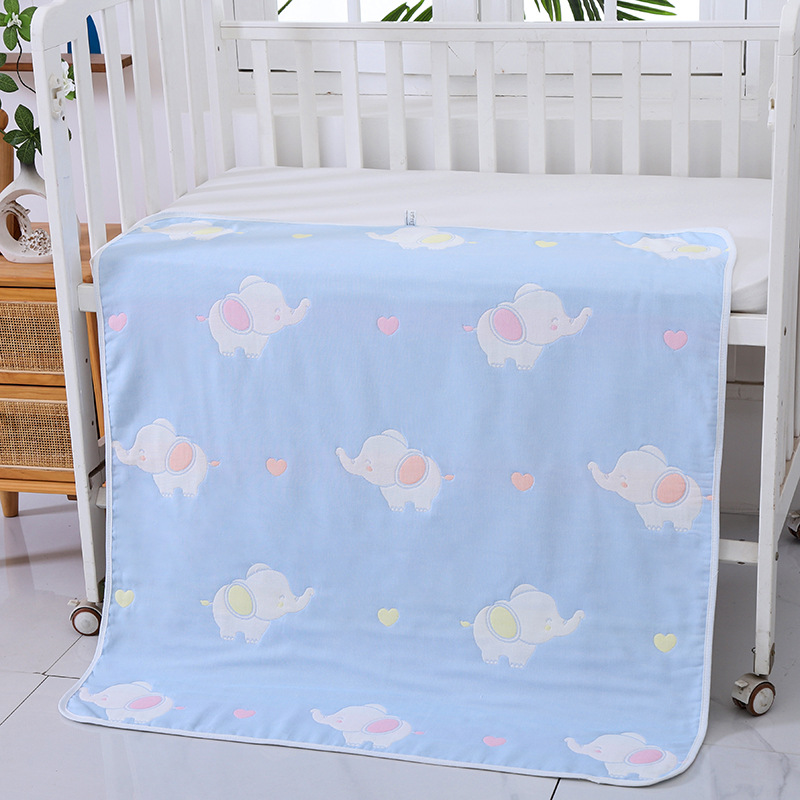 婴儿牛奶棉5层细纱柔软提花儿童毛巾被新生儿产房包被A类宝宝浴巾