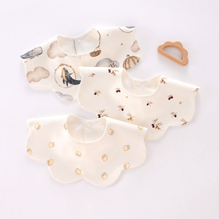 婴儿口水巾新生儿用品防水围兜母婴纯棉围嘴A类360度加大口水巾