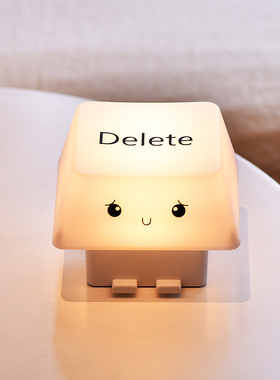创意键帽灯USB充电解压Delete按键开关小夜灯儿童床头睡眠氛围灯
