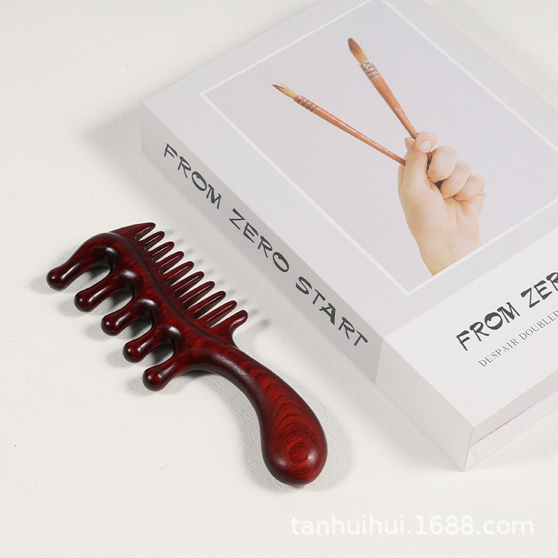 檀木按摩梳大柄双用梳子加厚木质实木静电脱发女士长发专用经络梳