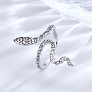 蛇形戒指女 个性 ins风轻奢小众设计微镶蛇形指环 时尚 欧美跨境新款