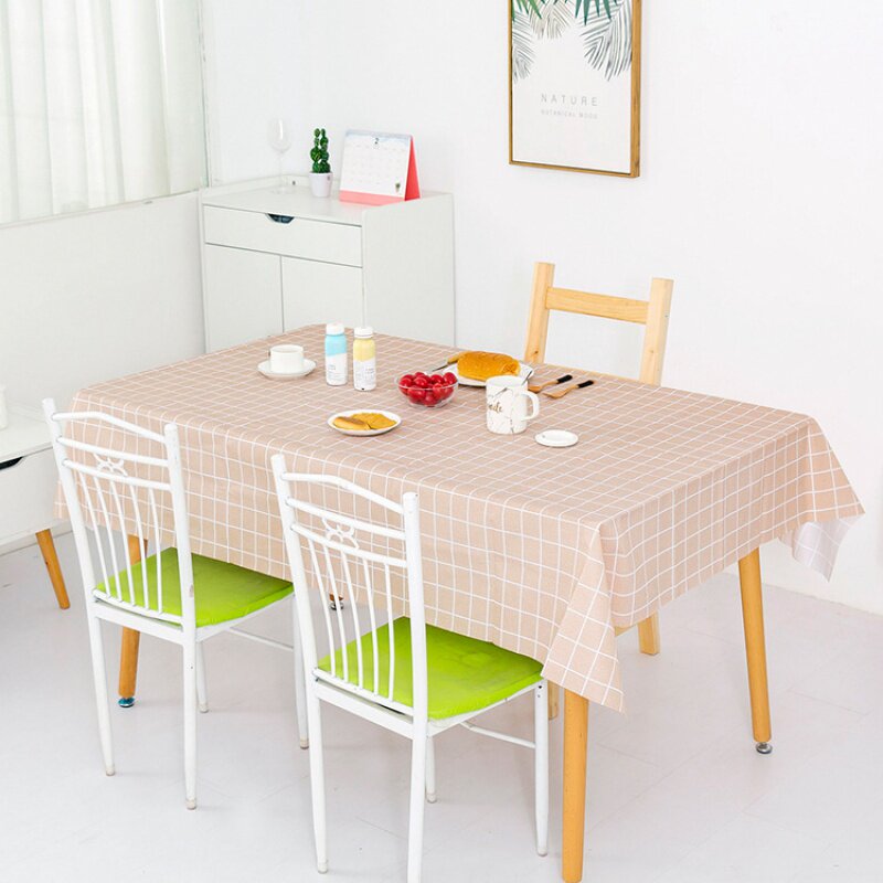 北欧餐桌布防水防烫防油免洗塑料家用桌布格子台布茶几布桌垫