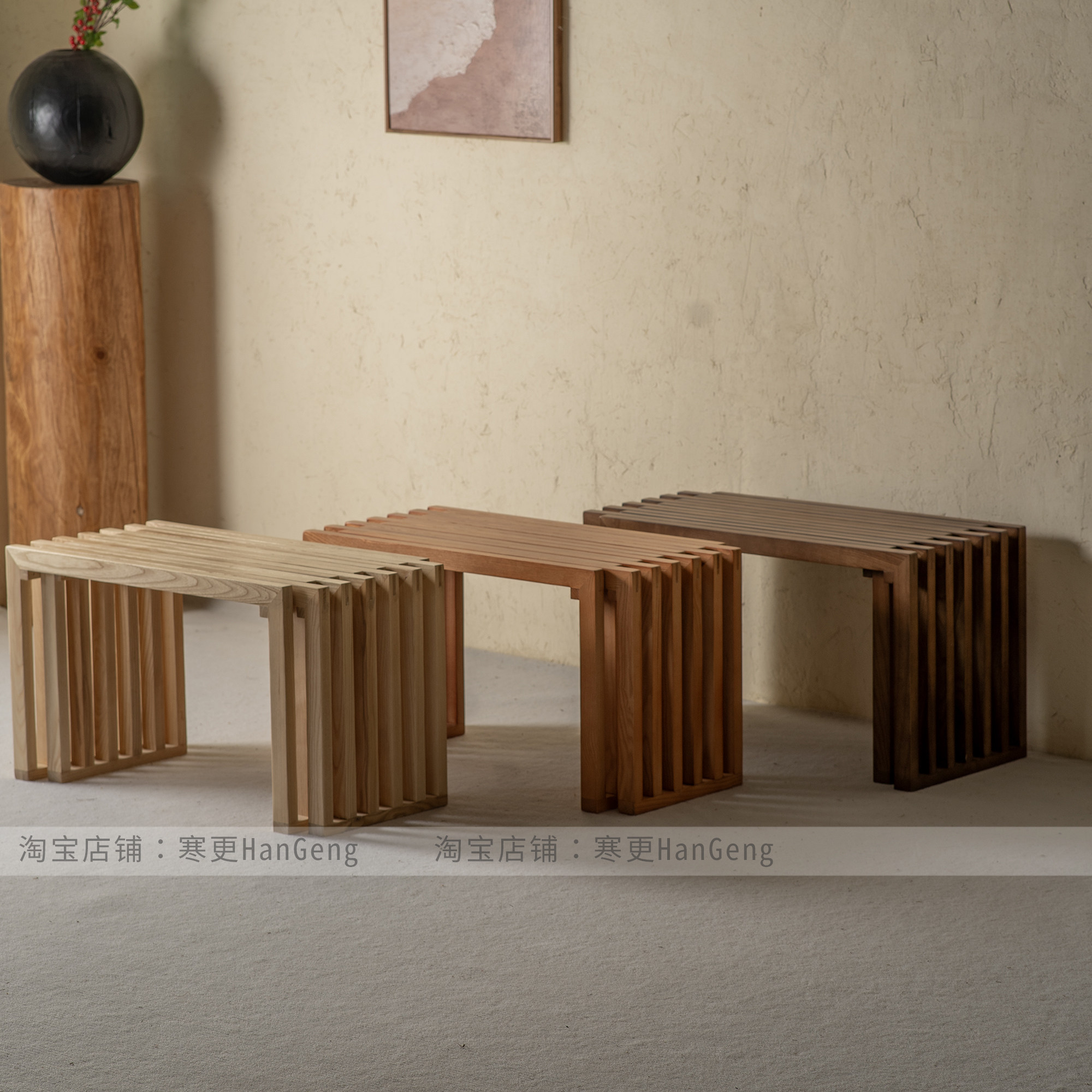 实木可伸缩抽拉长条凳图片