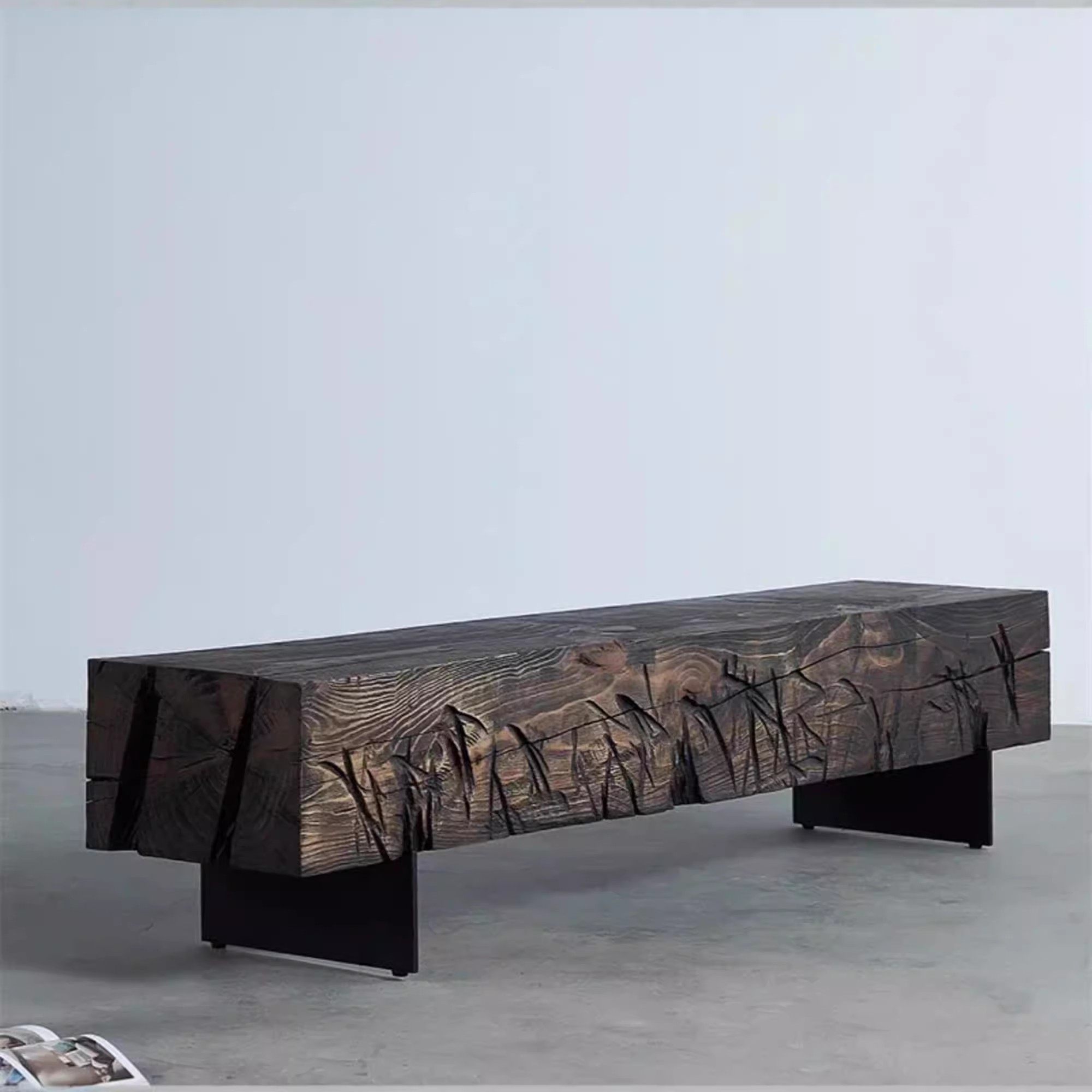 原木长椅实木长条凳民宿电视柜服装店换鞋凳商场休息椅客厅诧寂风