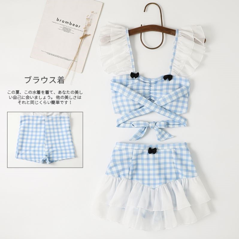 甜小姐少女分体平角萝莉COS学生裙式可爱软妹萌温泉显白游泳衣