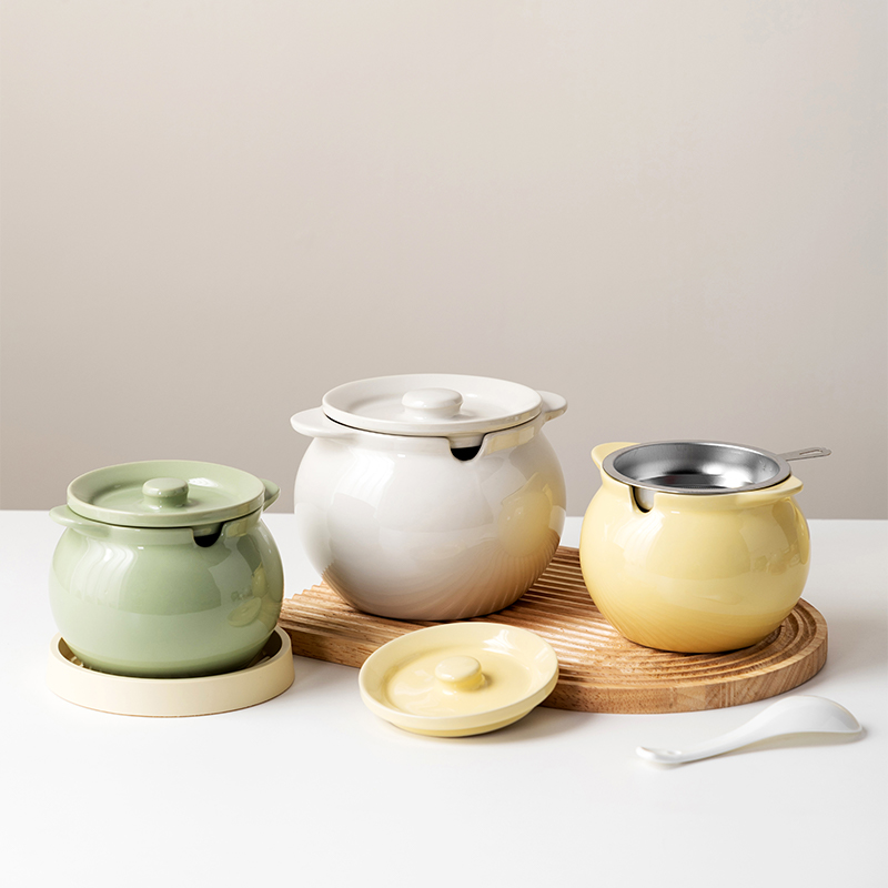 带盖猪油罐陶瓷厨房家用泼辣子耐高温带滤网油壶装辣椒油熟油荤油