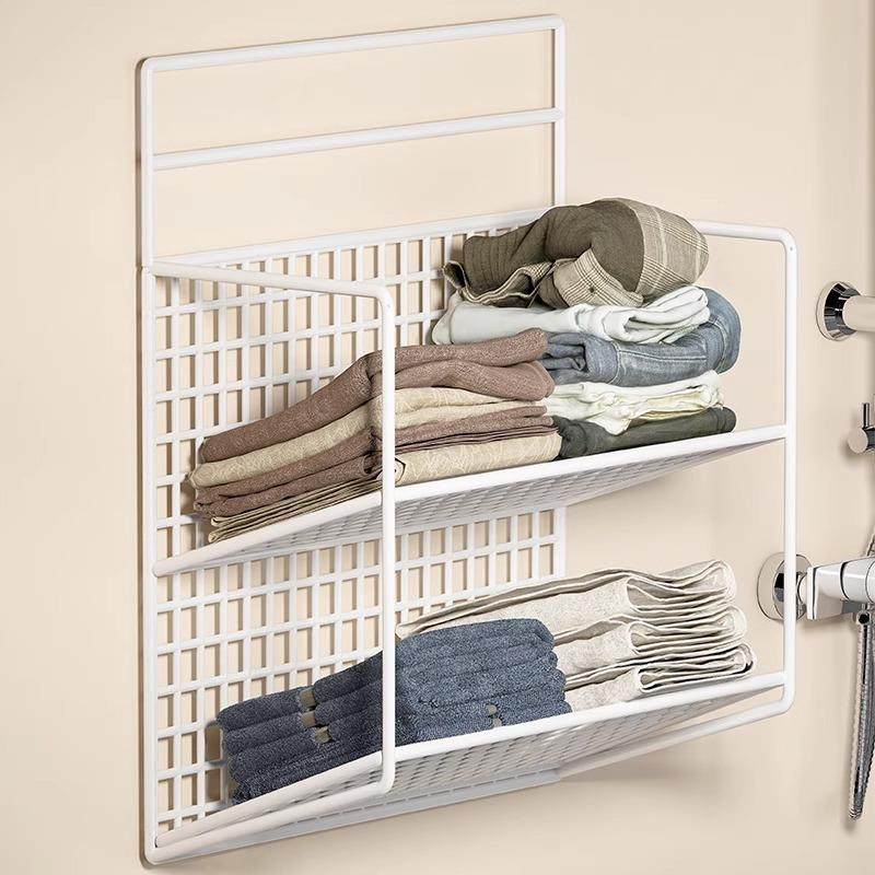 浴室置物架墙上免打孔浴巾收纳架脏衣收纳篮洗澡间衣服壁挂放置架,厨房/烹饪用具,厨房墙壁置物架/厨房墙壁挂架,淘宝优惠券,粉丝福利购,淘宝优惠卷