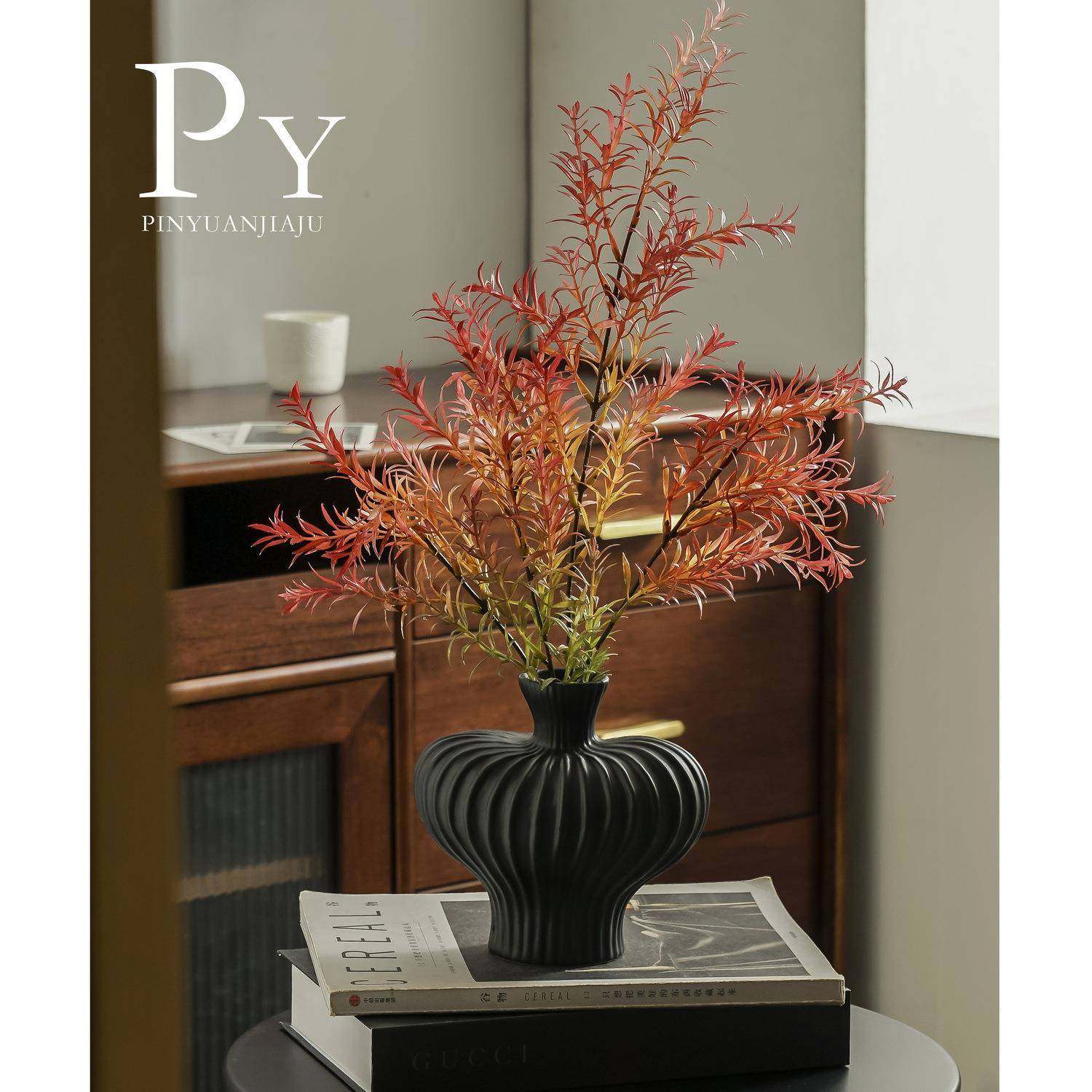 简约陶瓷花瓶插花轻奢高级感侘寂风玄关客厅电视柜创意复古摆件,橡塑材料及制品,工业陶瓷,淘宝优惠券,粉丝福利购,淘宝优惠卷