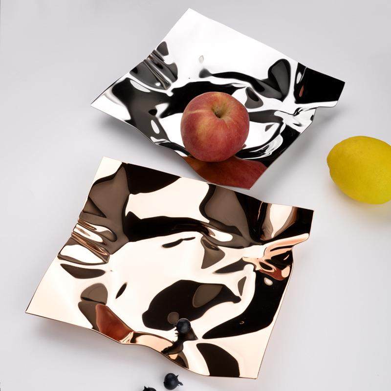 欧式创意风异形零食果盘茶几高档不锈钢水果盘客厅波浪纹装饰果盘,家居饰品,果盘/果篓,淘宝优惠券,粉丝福利购,淘宝优惠卷