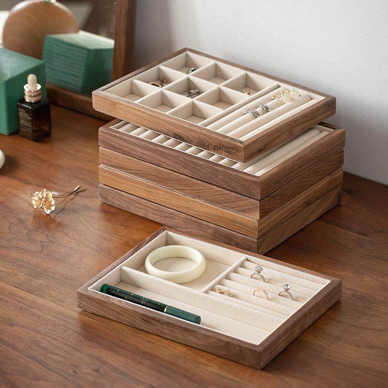 黑胡桃实木首饰收纳盒大容量耳饰项链饰品盒小巧装饰品盒直发,收纳整理,首饰盒,淘宝优惠券,粉丝福利购,淘宝优惠卷