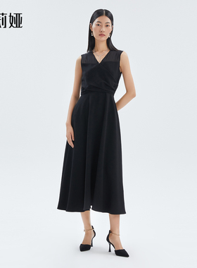歌莉娅奥莱小黑裙三醋酸收腰礼服连衣裙124C4K490