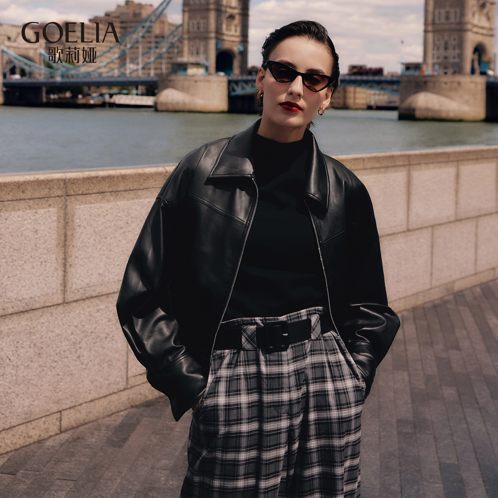 歌莉娅秋季新品人造革夹克1E9C6E560