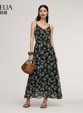 歌莉娅秋季新品10姆米真丝印花吊带裙(配送头花)1E7L4K6C0