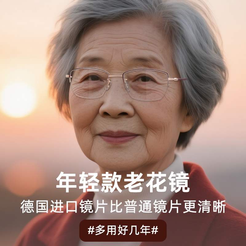 洋气老花镜半框半钛高清老花镜