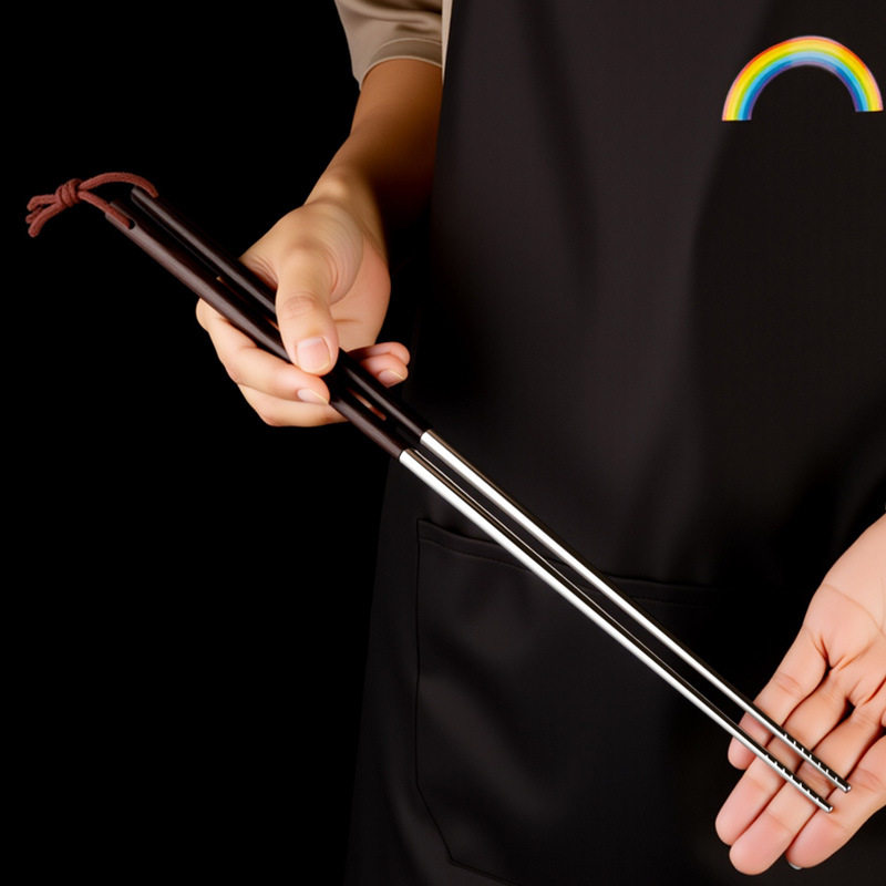 316L stainless steel deep fried chopsticks household kitchen antiskid anti scald chicken wing wood high temperature res - 实物图